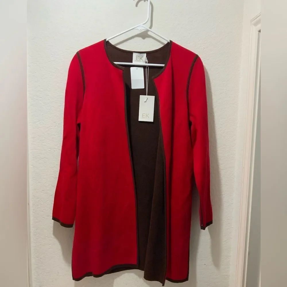 NWT Edinburgh Knitwear Pima Cotton Long Sleeve Knit Red Sweater SZ S